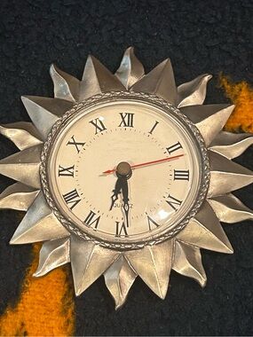 Vintage 90s Celestial Silver Sun Clock Whimsigoth Witchy Gallery Wall Decor